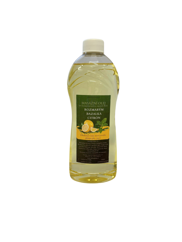 MASÁŽNY OLEJ ROZMARÍN, BAZALKA, CITRON  500ml | 1000ml